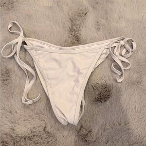 White Tie-Side Cheeky Bikini Bottom - Sleek Adjustable Swimwear